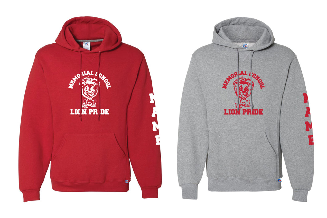 Memorial Elementary School Athletic Cotton Hooded Sweatshirt - Gray/Red