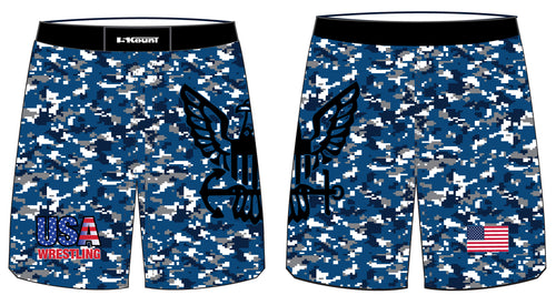 USA Wrestling Navy Sublimated Fight Shorts - 5KounT2018