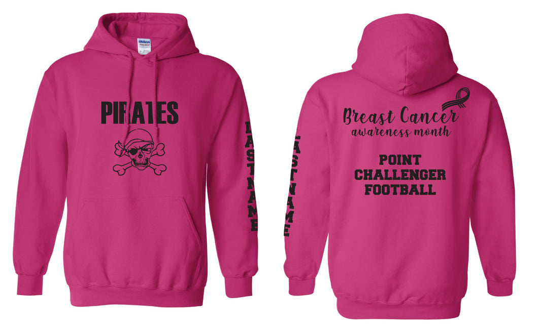 Challenger Football Breast Cancer Cotton Hoodie - Pink Heliconia - 5KounT
