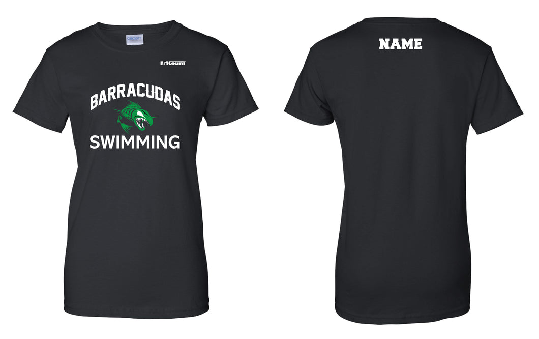 Currituck YMCA Barracudas Swimming Cotton Women's Crew Tee - Black - 5KounT2018