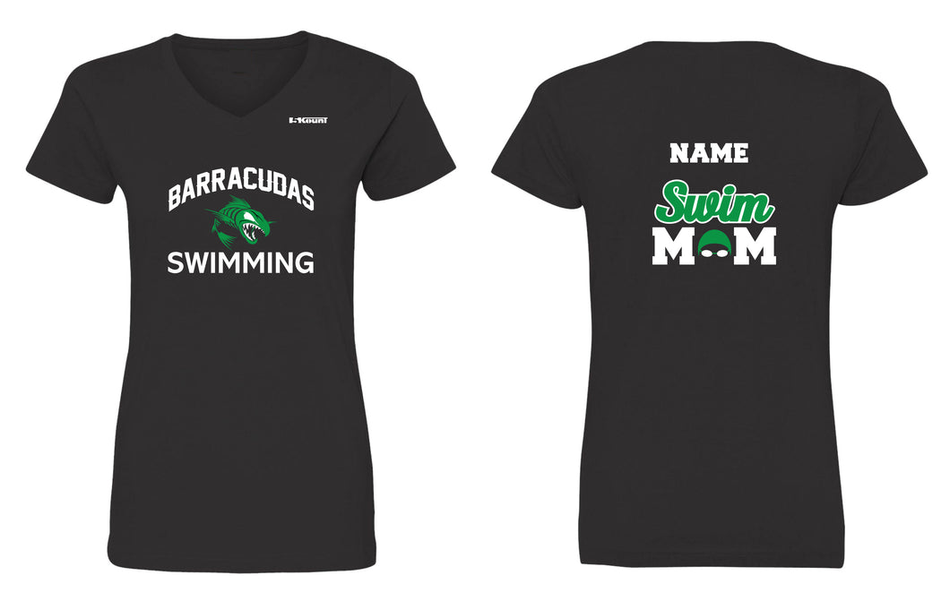 Currituck YMCA Barracudas Swim Mom Cotton Women's V-Neck Tee - Black - 5KounT2018