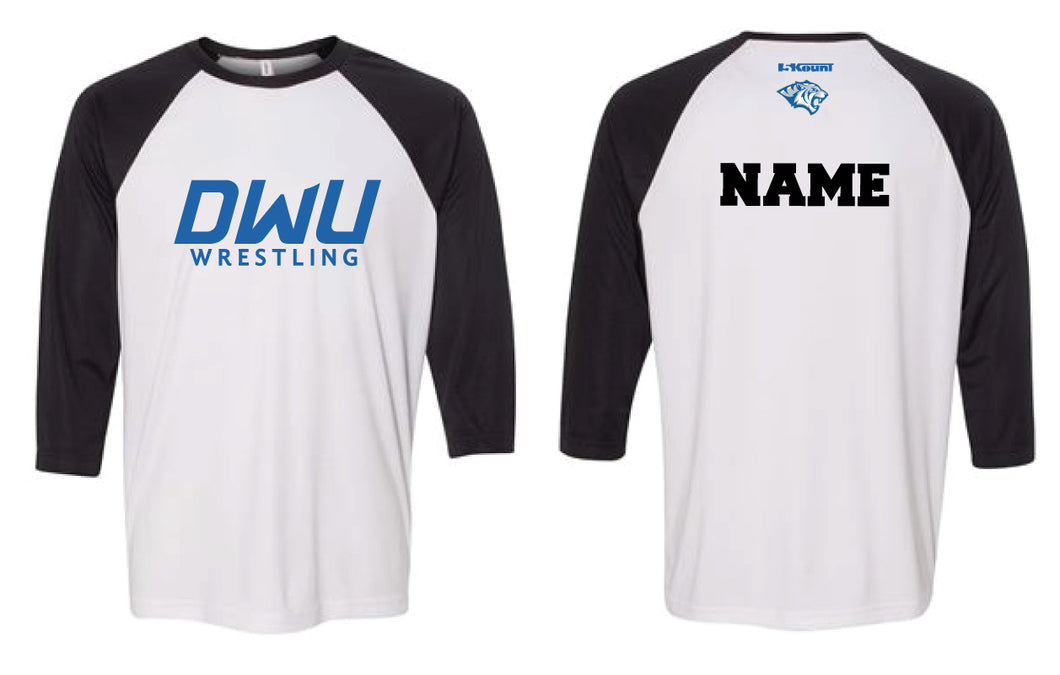 Dakota Wesleyan Univ Wrestling Baseball Shirt - Black/White - 5KounT