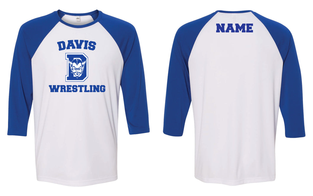 Davis Wrestling DryFit Baseball Shirt - Royal - 5KounT2018