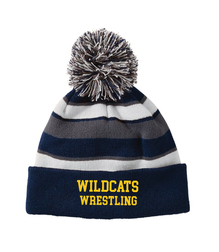 Del Val Wildcats Wrestling Pom Beanie - Navy - 5KounT