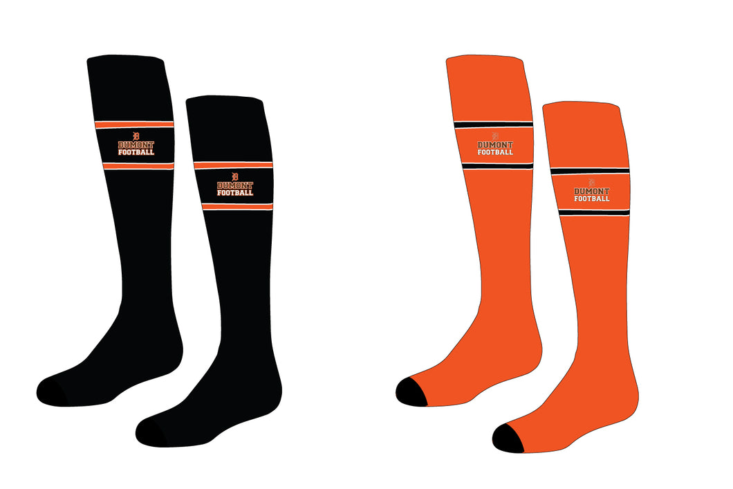 Dumont Youth Football Sublimated Socks - Black/Orange