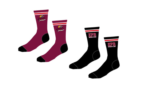 Emerson Park Ridge Wrestling Sublimated Socks - Maroon/Black