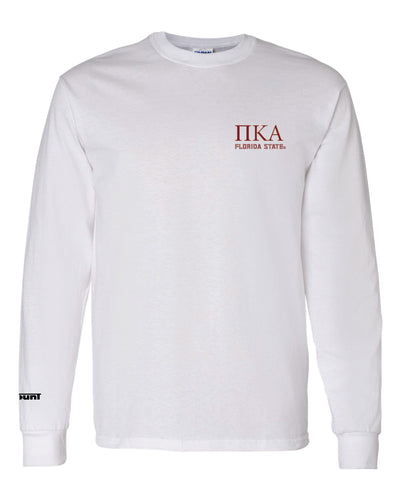 FSU Pike Fraternity  Cotton Crew Long Sleeve Tee - White - 5KounT2018