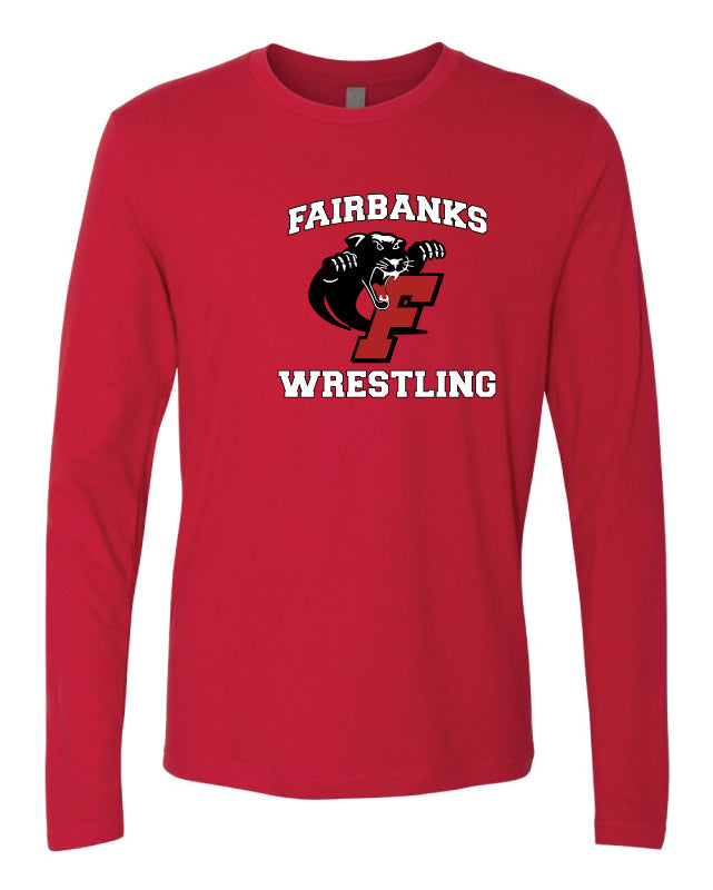 Fairbanks HS Wrestling Long Sleeve Cotton Crew - Red - 5KounT