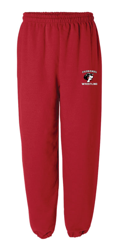 Fairbanks HS Wrestling Cotton Sweatpants - Red - 5KounT
