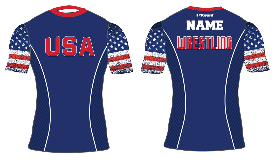 USA Freestyle Wrestling Sublimated Compression Shirt - Freestyle 1 - 5KounT2018