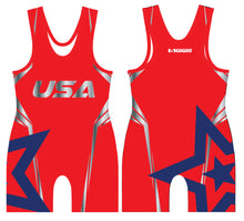 USA Freestyle Wrestling Sublimated Men's Singlet - Freestyle 2 - Red/Royal - 5KounT2018