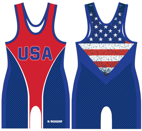 Freestyle Sublimated Singlet- Flag/Blue - 5KounT2018