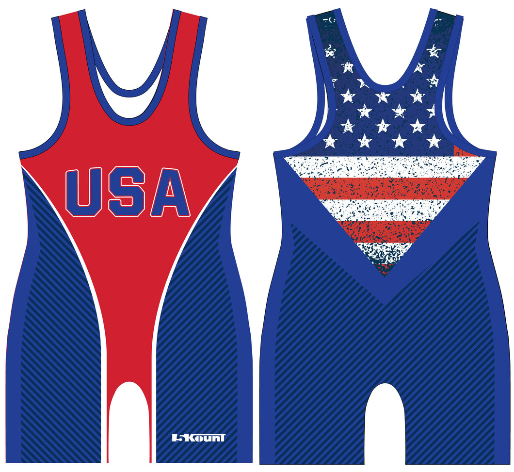 Freestyle Sublimated Singlet- Flag/Blue - 5KounT2018