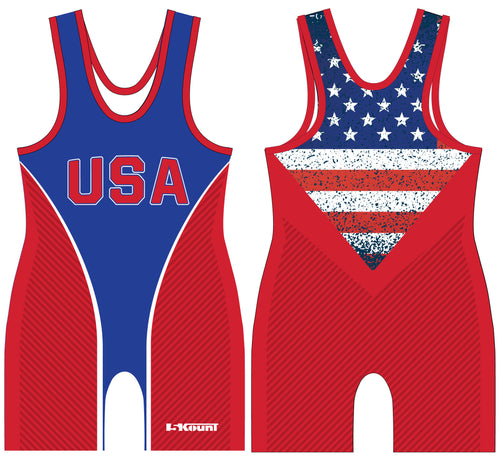 Freestyle Sublimated Singlet- Flag/Red - 5KounT2018