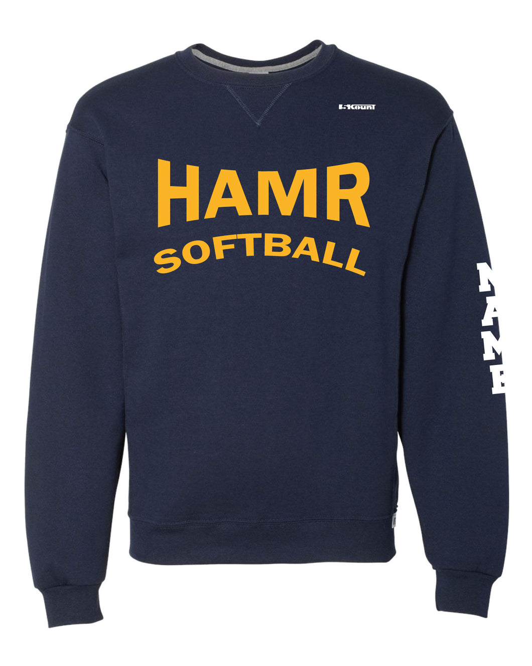 HAMR Softball Russell Athletic Cotton Crewneck Sweatshirt - Navy - 5KounT2018