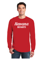 Havana Heights Heavy Cotton Crew Long Sleeve Tee - Black/Red - 5KounT2018