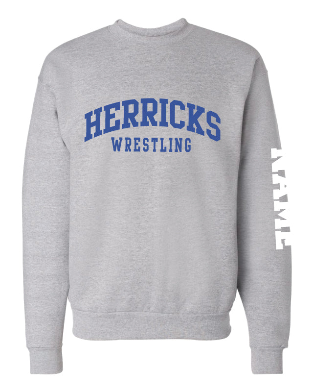 Herricks Wrestling Crewneck Sweatshirt - Heather Grey - 5KounT