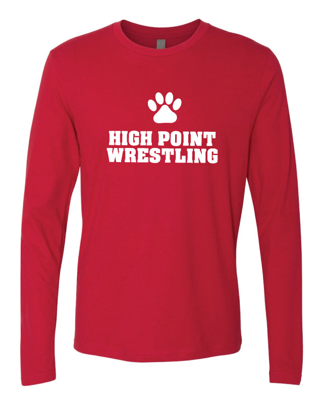 High Point HS wrestling Long Sleeve Cotton Crew - Red - 5KounT