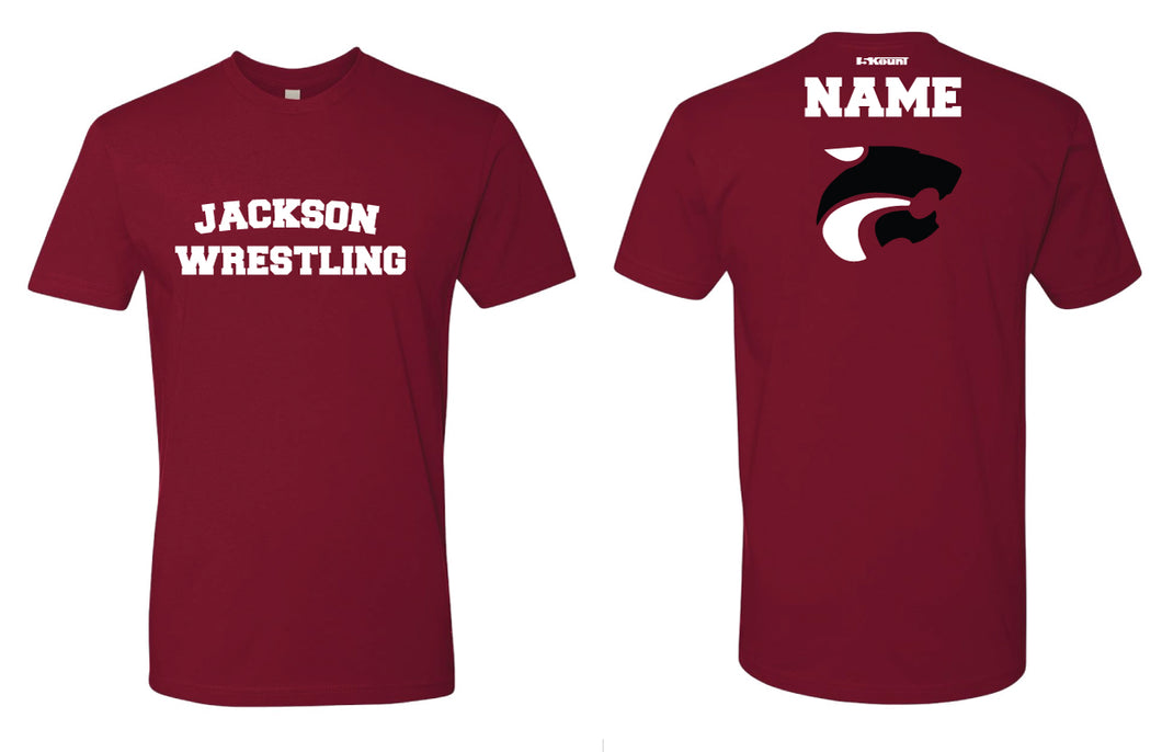 Jackson HS Wrestling Cotton Crew Tee - Cardinal - 5KounT