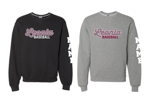 Leonia Baseball Russell Athletic Cotton Crewneck Sweatshirt - Black/Gray
