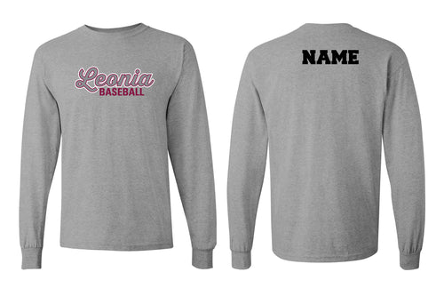 Leonia Baseball Cotton Crew Long Sleeve Tee - Gray