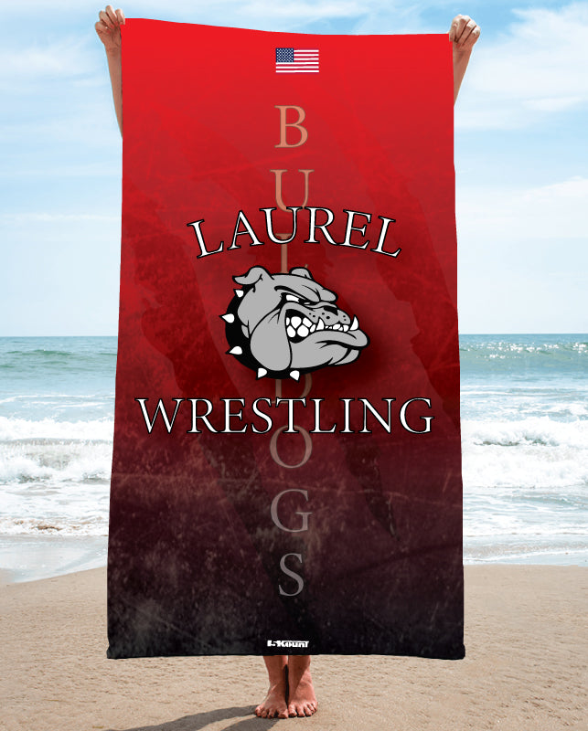 Laurel Bulldogs Wrestling Sublimated Beach Towel - 5KounT2018