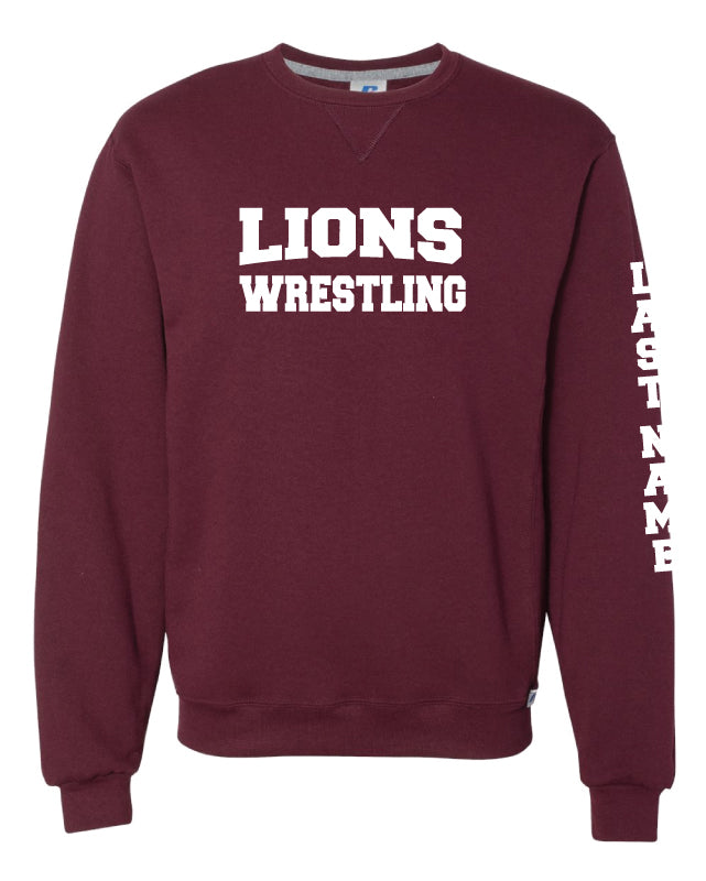 Leonia Wrestling Russell Athletic Cotton Crewneck Sweatshirt - Maroon - 5KounT2018
