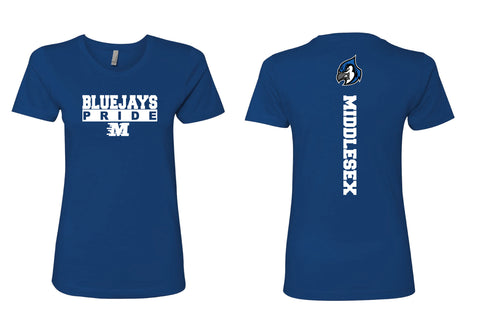 Middlesex Bluejays Athletics Cotton Women's Crew Tee - Royal Design 3 - 5KounT