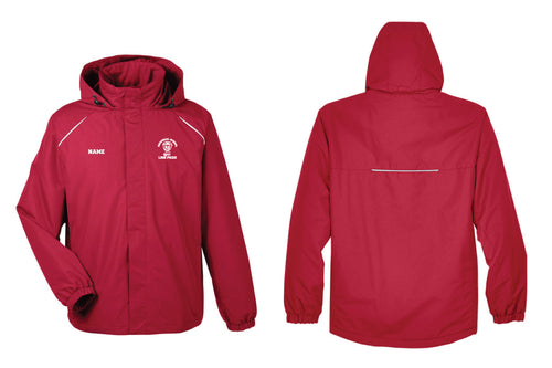 Memorial Elementary School Men's Hooded Rain Jacket - Red