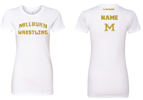 Millburn Wrestling Glitter Cotton Crew Tee - White - 5KounT