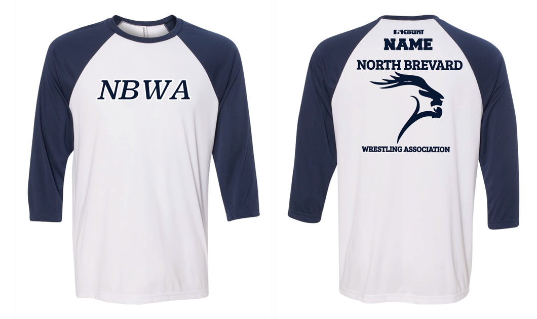 North Brevard Wrestling Association Baseball Shirt - White/Navy - 5KounT