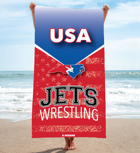 NC Jets Wrestling Sublimated Beach Towel - 5KounT2018
