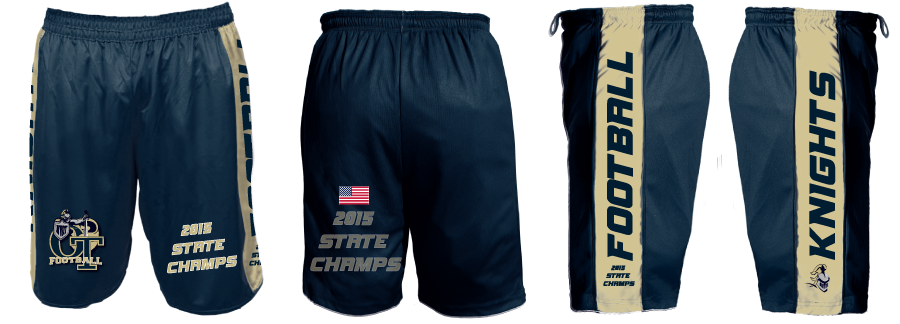 NVOT Football Sublimated Shorts - 2015 CHAMPS - 5KounT