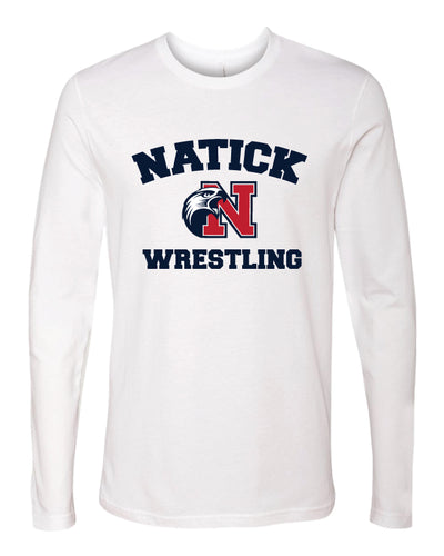 Natick High School Wrestling Long Sleeve Cotton Crew - White - 5KounT