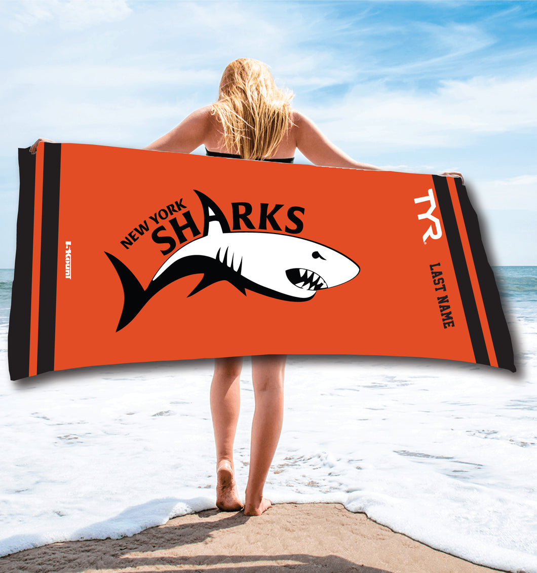 New York Sharks Sublimated Beach Towel - 5KounT2018