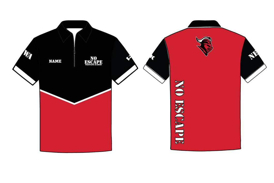 No Escape Wrestling Academy Sublimated Polo - Red and Black Design 2