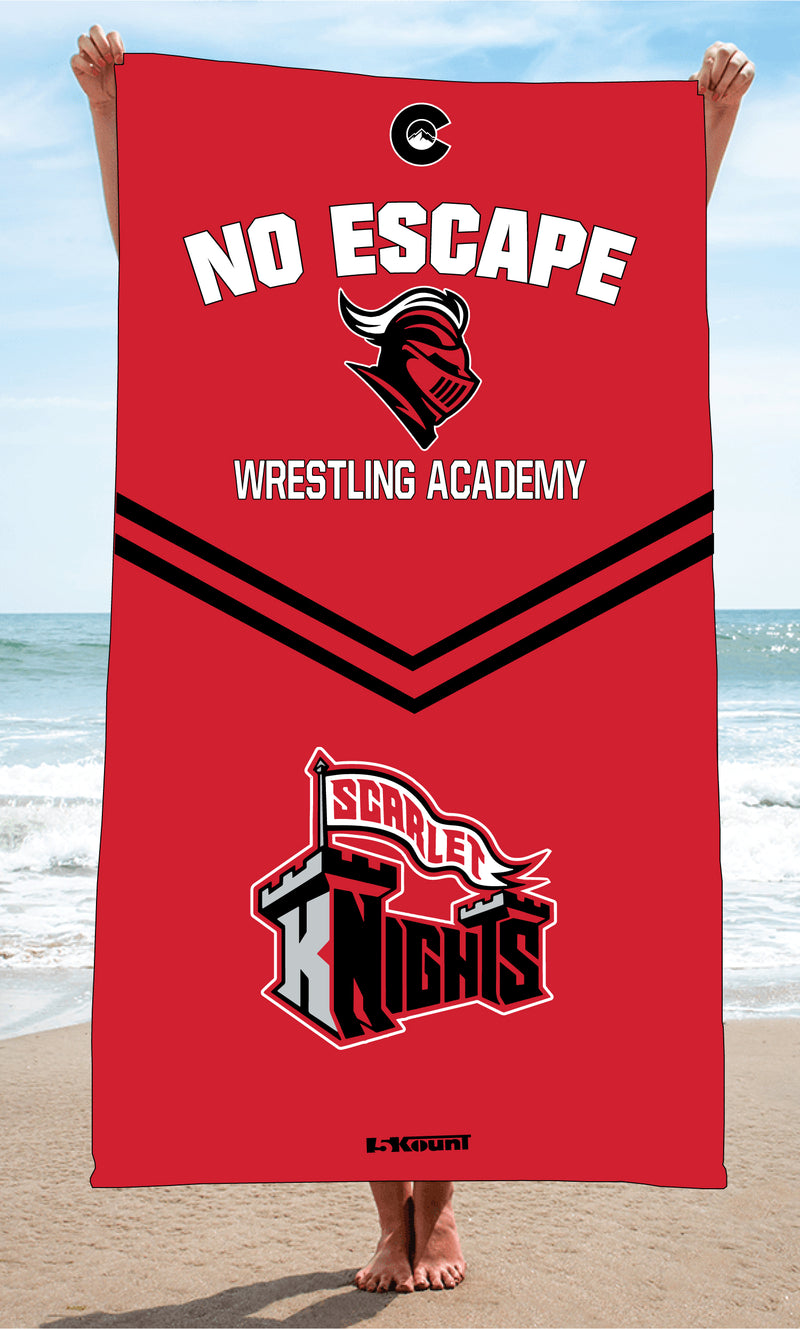 No Escape Wrestling Academy Sublimated Beach Towel Red Black