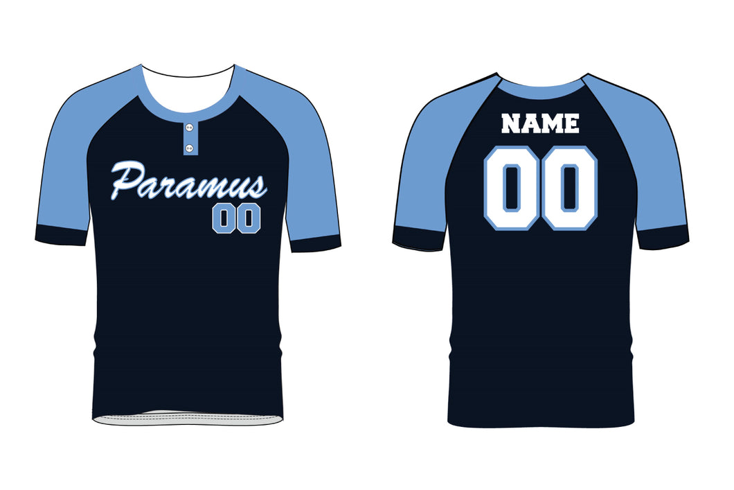Paramus Baseball Sublimated 2 Button Baseball Jersey - Navy