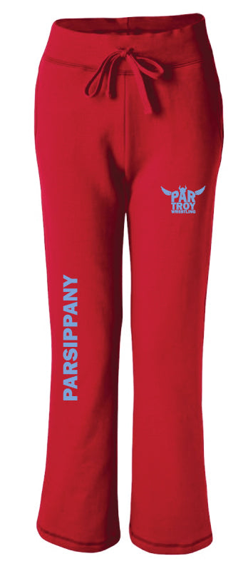 PTWC Women's Open Bottom Cotton Sweatpants - Red - 5KounT