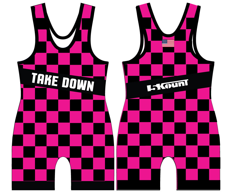 Checkerboard Sublimated Singlet- Neon Pink - 5KounT2018