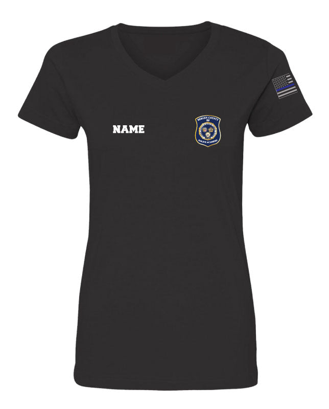 Bergen County Police Academy Cotton Women's V-Neck Tee Black - 5KounT2018