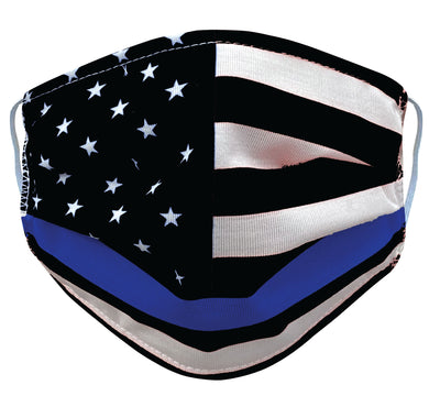 Blue Line police flag facemask