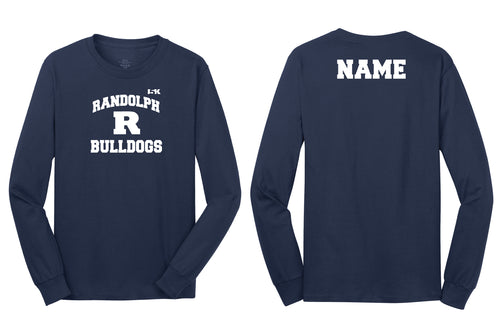 Randolph Bulldogs Long Sleeve Cotton Tee Design 3- Navy - 5KounT