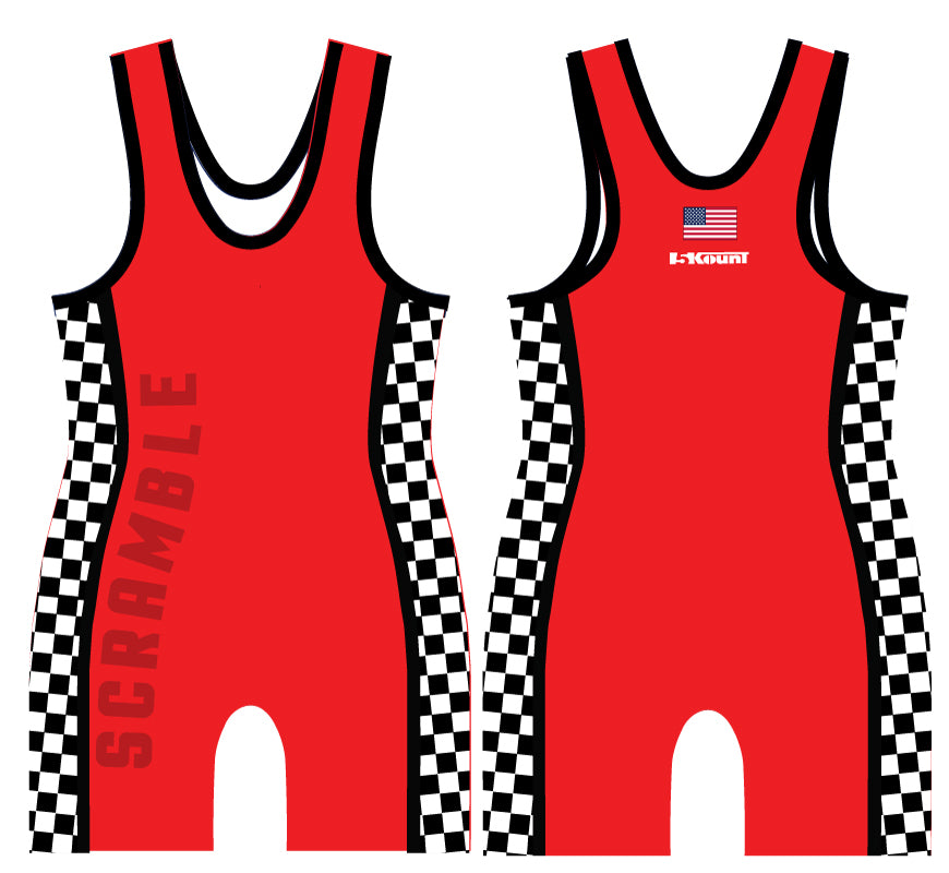 Checkerboard Sublimated Singlet- Neon Red - 5KounT2018