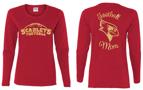 Scarlets Football Ladies Long Sleeve Glitter Shirt - 5KounT