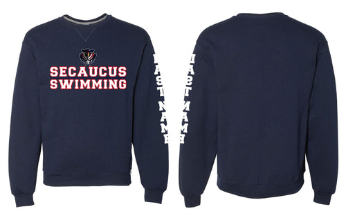 Secaucus Swimming Russell Athletic Cotton Crewneck Sweatshirt - Navy - 5KounT2018