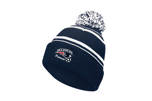 Secaucus Soccer Pom Beanie - Navy & White - 5KounT