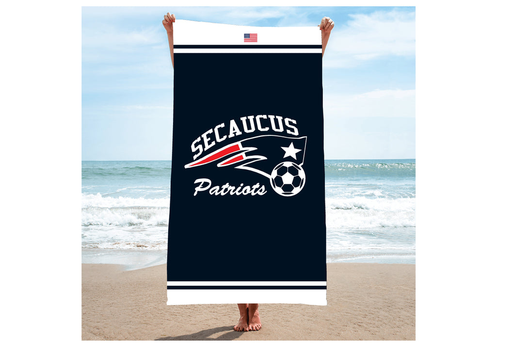 Secaucus Soccer Sublimated Beach Towel - Navy - 5KounT