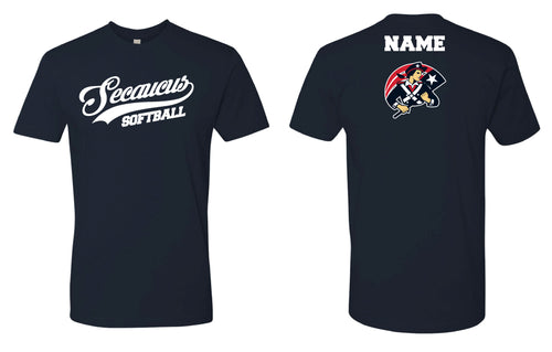 Secaucus softball Cotton Crew Tee - Navy/Heather - 5KounT2018