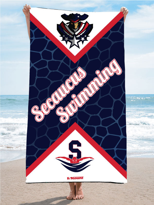 Secaucus Swimming Sublimated Beach Towel - 5KounT2018